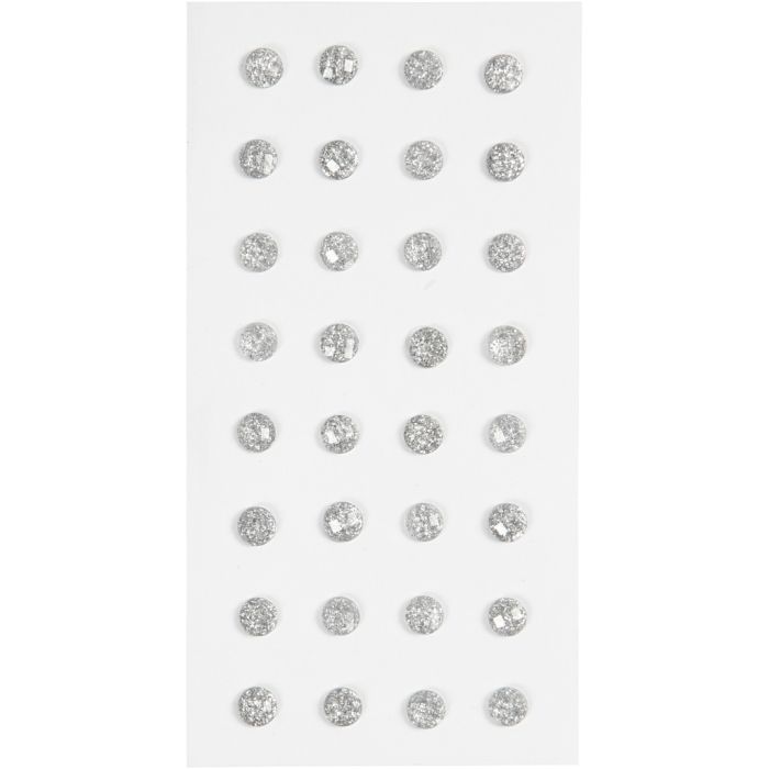 Rhinestones, dia. 8 mm, silver, 32 pc/ 1 pack