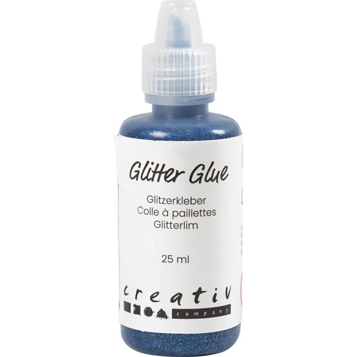 Glitter Glue, dark blue, 25 ml/ 1 bottle