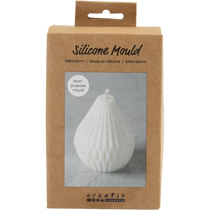 Silicone Mould, Ribbed teardrop shape, H: 8 cm, dia. 7 cm, 1 pc/ 1 pack