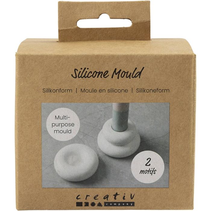 Silicone Mould, Donut-shaped candle holders, H: 2+3,8 cm, dia. 6+6,2 cm, matt transparent, 1 pc/ 1 pack