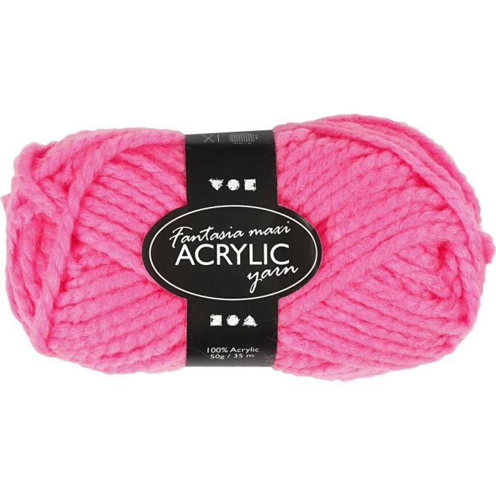 Fantasia Acrylic Yarn, L: 35 m, needle 9-10, neon pink, 50 g/ 1 ball