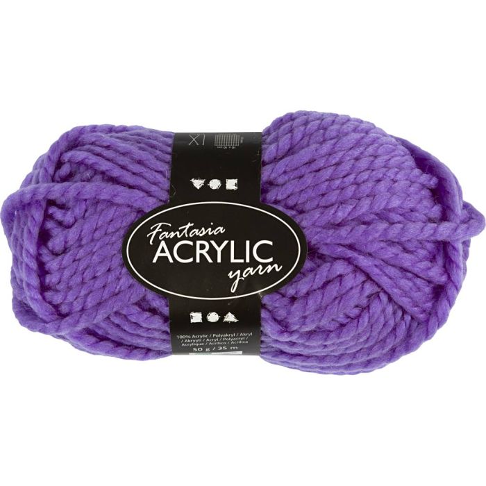 Fantasia Acrylic Yarn, L: 35 m, needle 9-10, purple, 50 g/ 1 ball