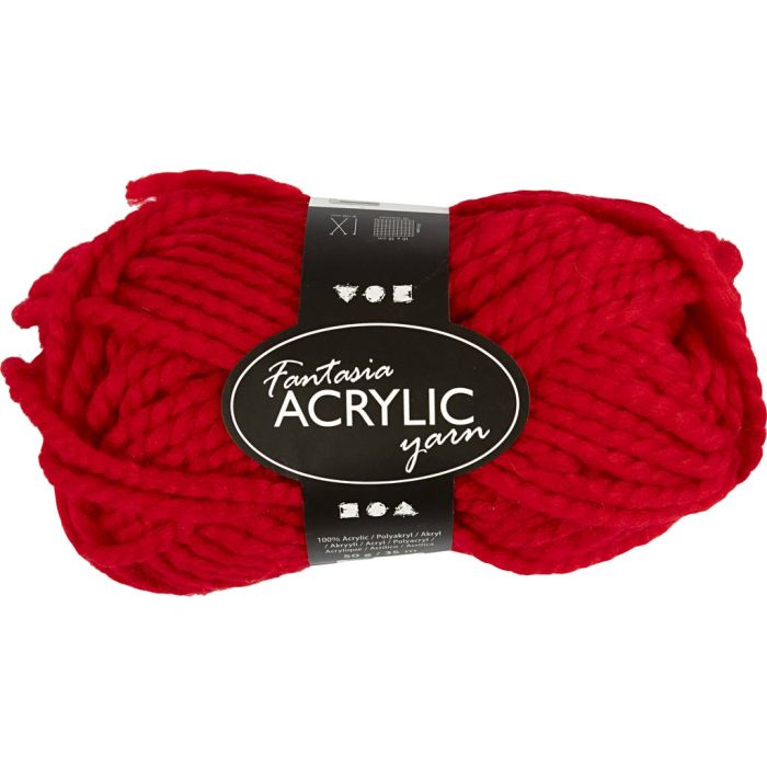 Fantasia Acrylic Yarn, L: 35 m, needle 9-10, red, 50 g/ 1 ball