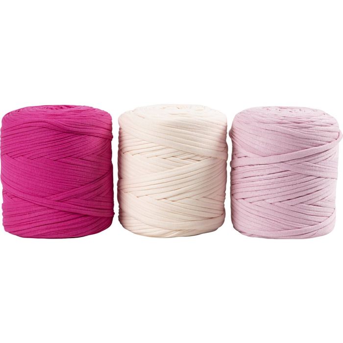 Spaghetti Yarn, needle 10-12, hook 12-15,Colour may vary , pink shades, 2250 g, 3x750 g/ 1 pack