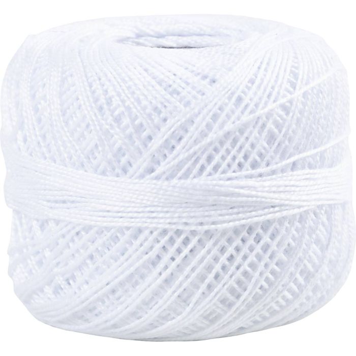 Mercerised cotton yarn, hook 2-2,5, white, 125 m, 20 g/ 1 ball