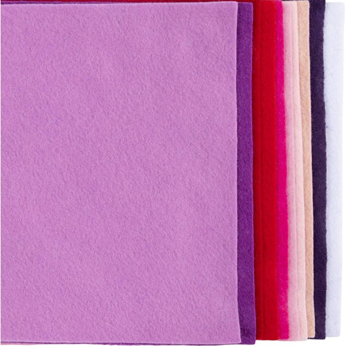 Craft Felt, A4, sheet 210x297 mm, thickness 2 mm, purple/pink harmony, 10 sheet/ 1 pack