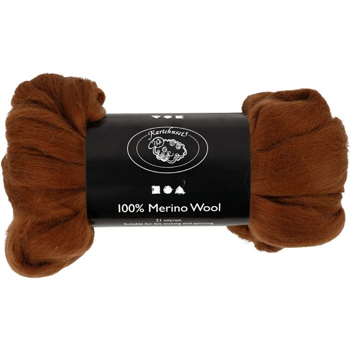 Merino Wool, thickness 21 my, brown, 100 g/ 1 pack