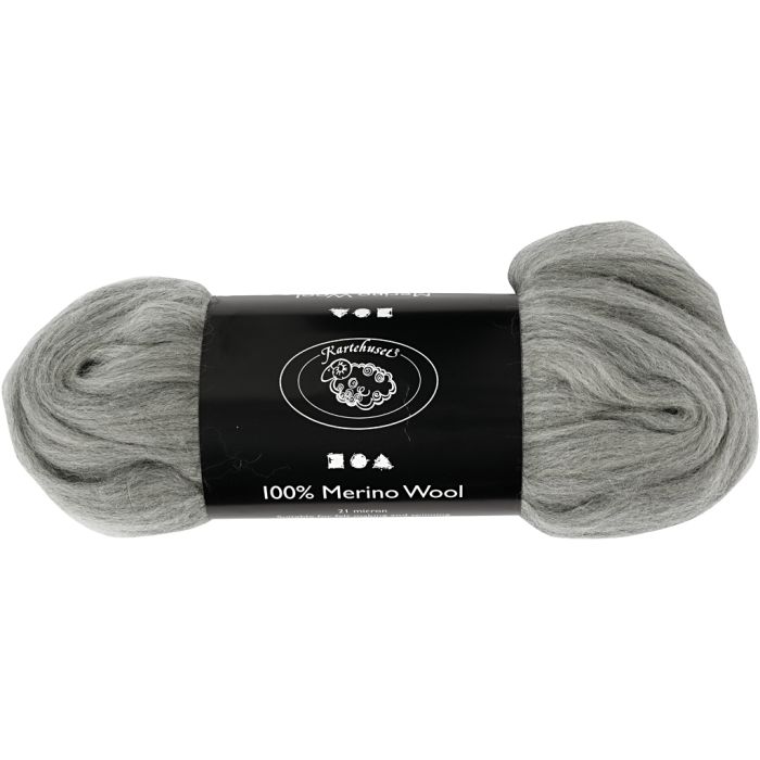 Merino Wool, thickness 21 my, grey, 100 g/ 1 pack