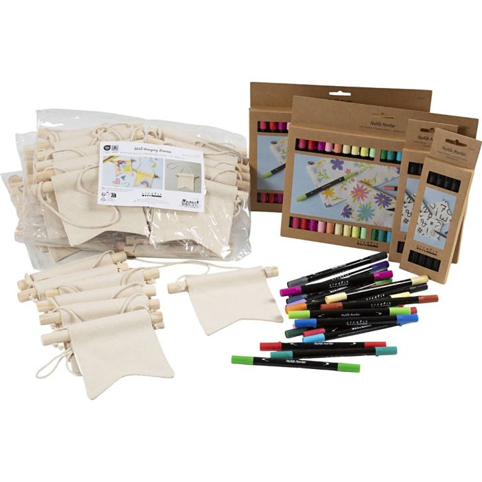 Group Craft Kit Paint Your Own Banner, size 10,5x12 cm, line 2,3+3,6 mm, assorted colours, 60 pc/ 1 pack