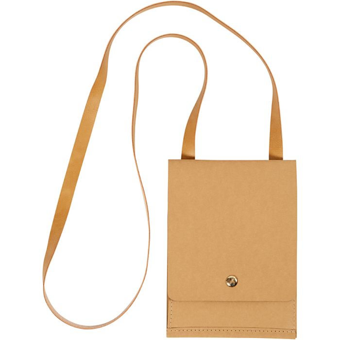 Faux Leather Shoulder Bag, H: 18 cm, L: 13 cm, 350 g, light brown, 1 pc