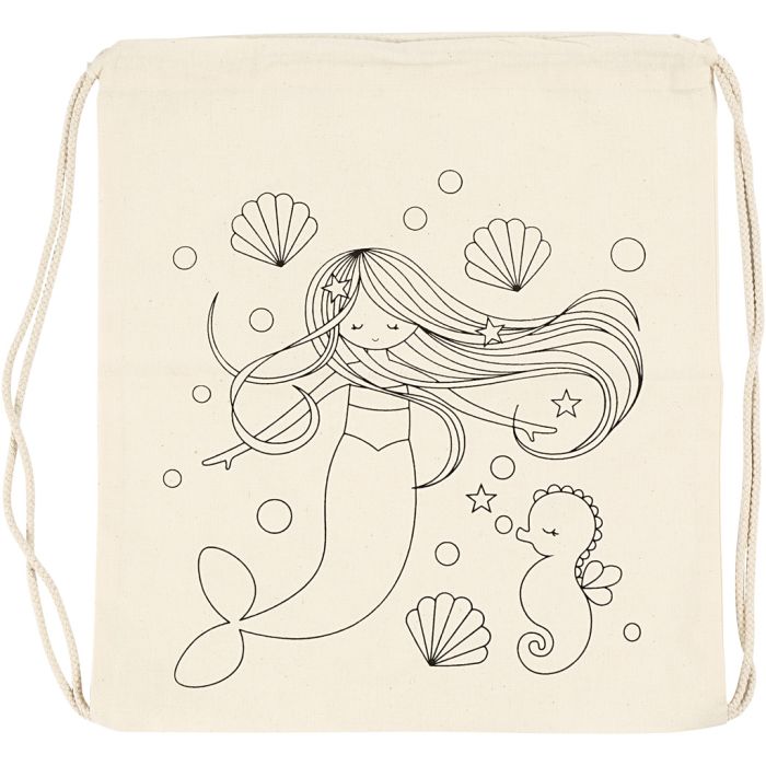 Gym Bag, mermaid, size 37x41 cm, 110 g, light natural, 1 pc