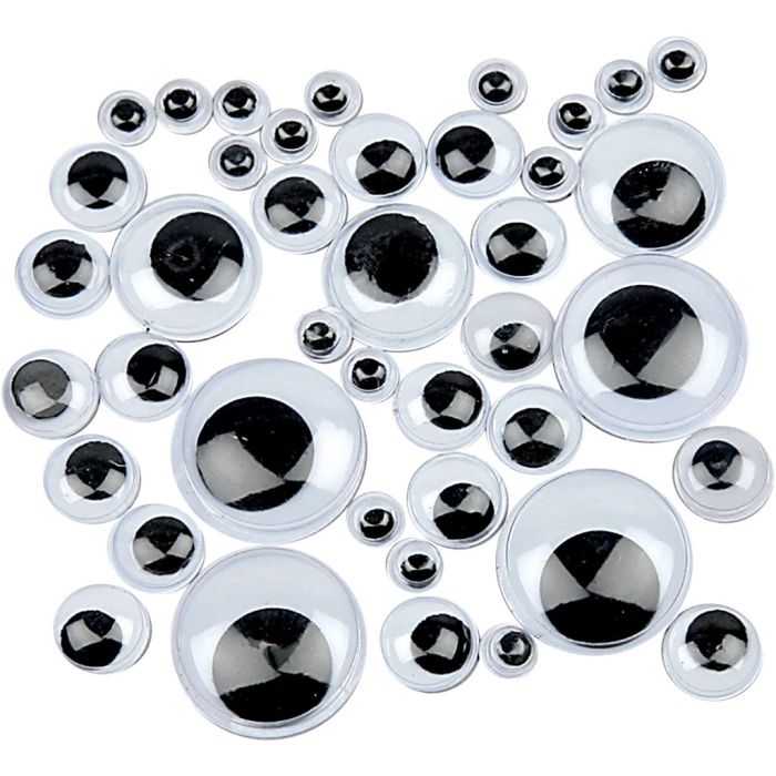 Wiggly Eyes, not sticky, dia. 6-20 mm, 1100 asstd./ 1 pack