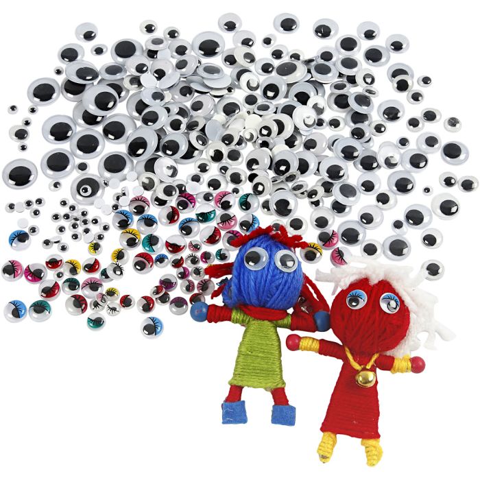 Wiggly Eyes, dia. 6-20 mm, 1700 pc/ 1 pack