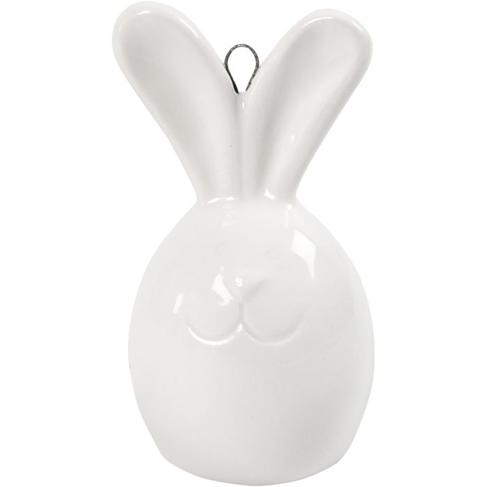 Rabbit, H: 6,7 cm, dia. 3,6 cm, white, 3 pc/ 1 pack