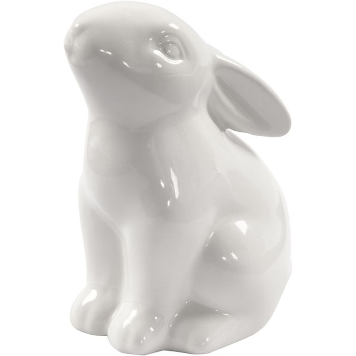 Hare, H: 9 cm, dia. 5,5 cm, white, 12 pc/ 1 pack