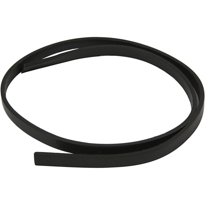 Faux Leather Belt, W: 10 mm, thickness 3 mm, black, 1 m/ 1 pack