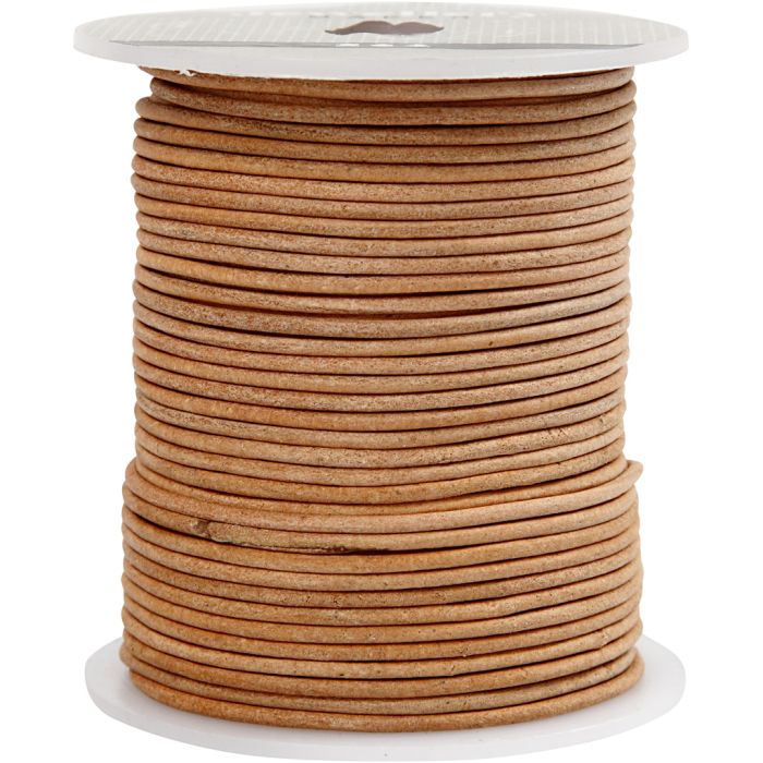 Leather Cord, thickness 2 mm, beige, 50 m/ 1 roll
