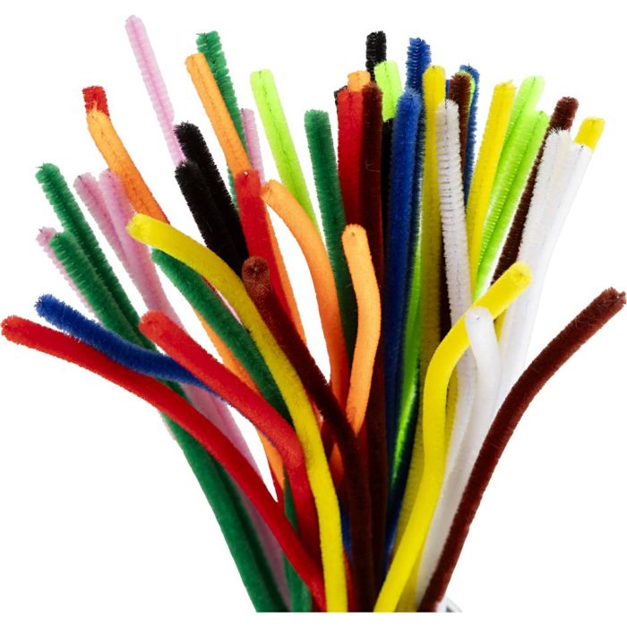 Chenille, L: 30 cm, thickness 6 mm, assorted colours, 50 asstd./ 1 pack
