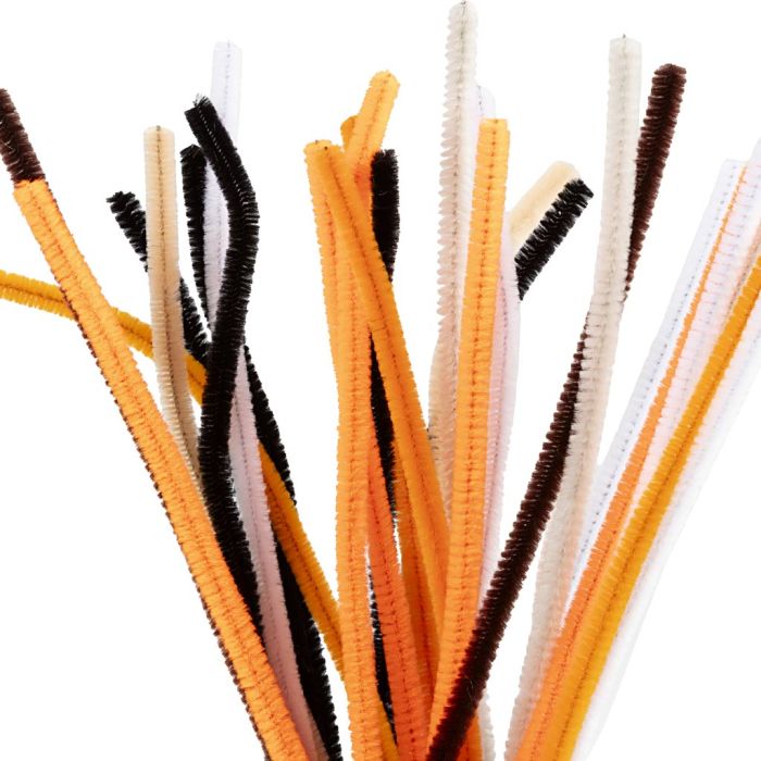 Chenille, L: 30 cm, thickness 6 mm, halloween colours, 25 asstd./ 1 pack
