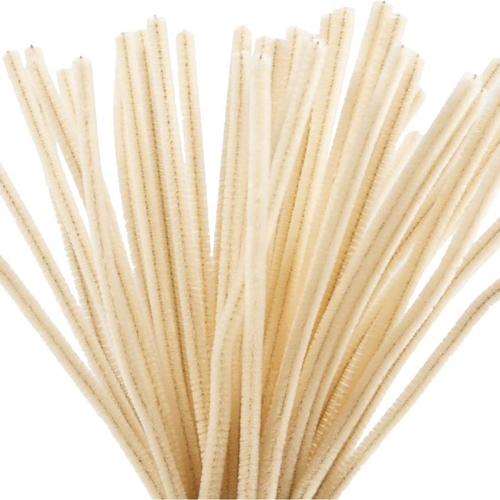Chenille, L: 30 cm, thickness 6 mm, beige, 50 pc/ 1 pack