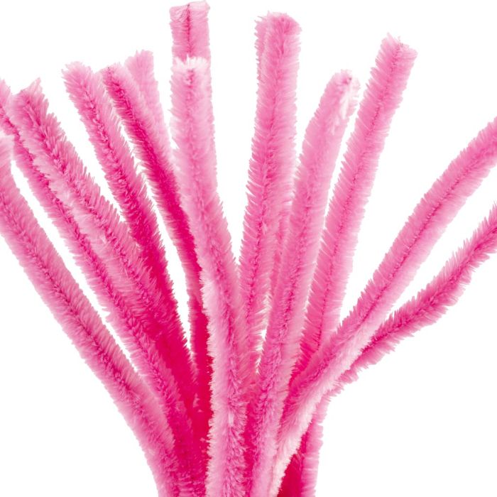 Chenille, L: 30 cm, thickness 15 mm, pink, 15 pc/ 1 pack