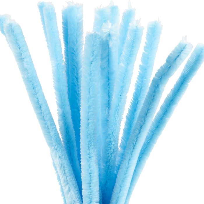 Chenille, L: 30 cm, thickness 15 mm, blue, 15 pc/ 1 pack