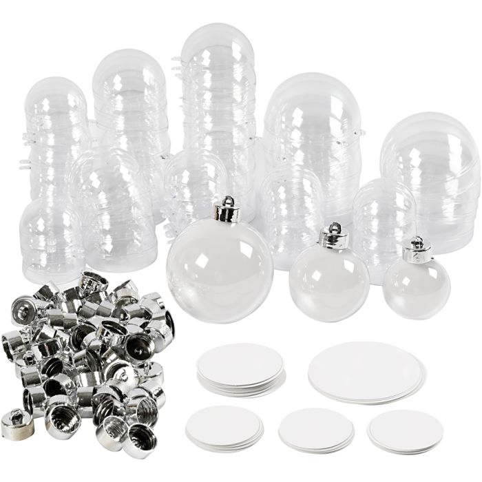 Baubles to Decorate, dia. 5+6+8 cm, 60 pc/ 1 pack
