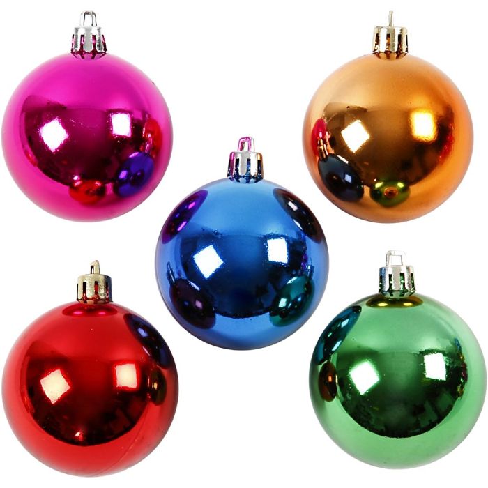 Christmas Ornaments, dia. 6 cm, bold colours, 20 pc/ 1 pack