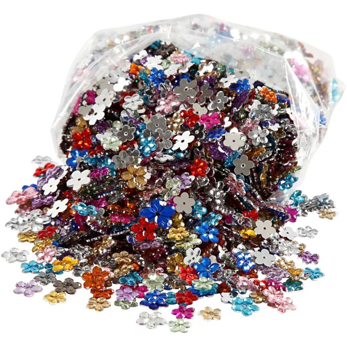 Rhinestones, dia. 6+10+12 mm, assorted colours, 2520 pc/ 1 pack