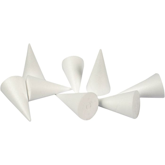 Cone, H: 11 cm, dia. 5,5 cm, white, 50 pc/ 1 pack
