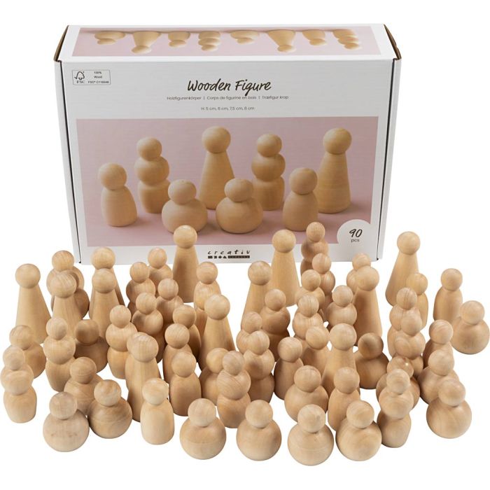 Wooden Figure Body, H: 5-8 cm, 90 asstd./ 1 pack