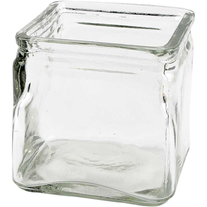 Square Candle Holder, H: 10 cm, size 10x10 cm, 12 pc/ 1 pack