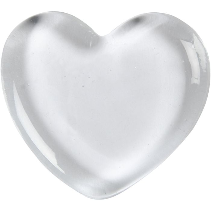 Heart, size 6,5x6,5 cm, thickness 10 mm, transparent, 1 pc