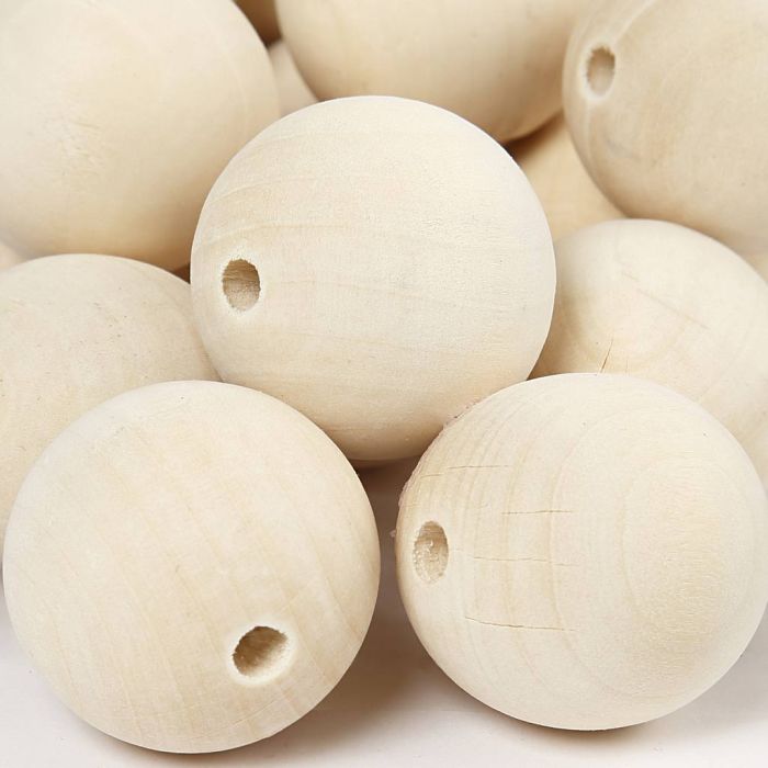Wooden Beads, dia. 35, hole size 6 mm, 50 pc/ 1 pack
