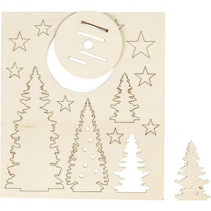 Self-Assembly Figures, christmas trees, L: 20 cm, W: 17 cm, thickness 3 mm, 1 pack