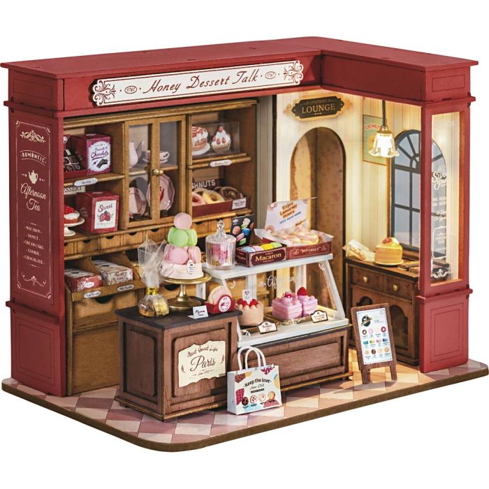 DIY Miniature Room, Cake shop, H: 17 cm, L: 13,5 cm, W: 23, 1 pc
