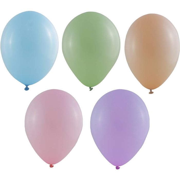 Balloons, size 23 cm, round, pastel colours, 100 pc/ 1 pack