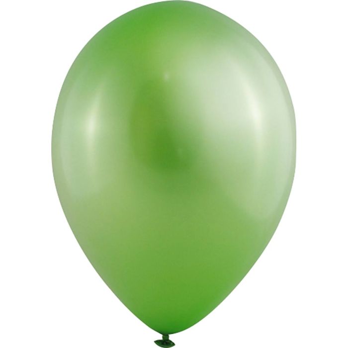 Balloons, size 23 cm, round, metallic green, 8 pc/ 1 pack