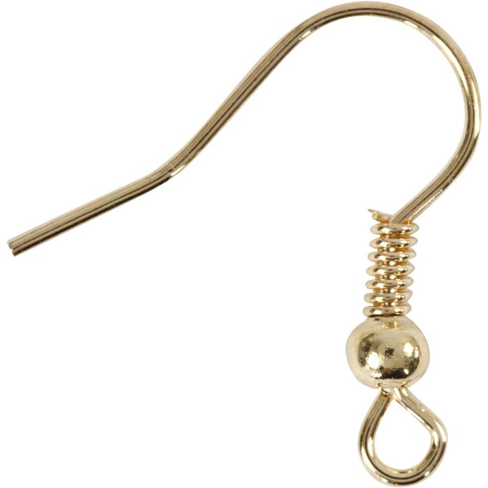 Earring Hooks, L: 18 mm, gold-plated, 10 pc/ 1 pack