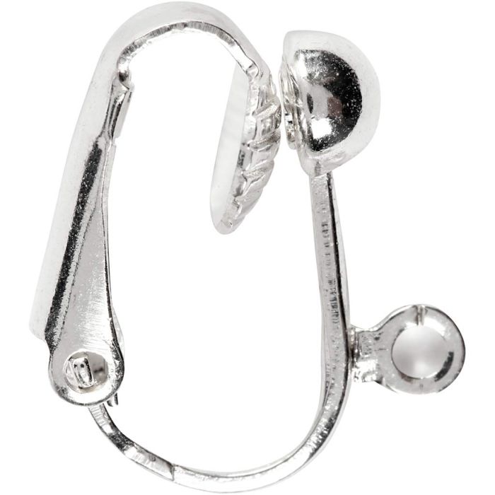 Clip-On Earrings, L: 16,5 mm, W: 1,5 mm, hole size 1,6 mm, silver-plated, 6 pc/ 1 pack