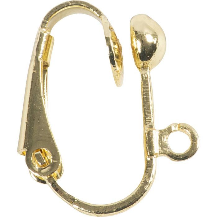 Clip-On Earrings, size 16,5x1,5x1,6 mm, gold coloured, 40 pc/ 1 pack