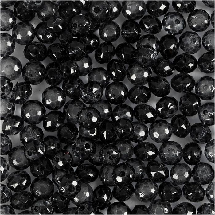 Faceted Beads, dia. 4 mm, hole size 1 mm, grey, 45 pc/ 1 pack
