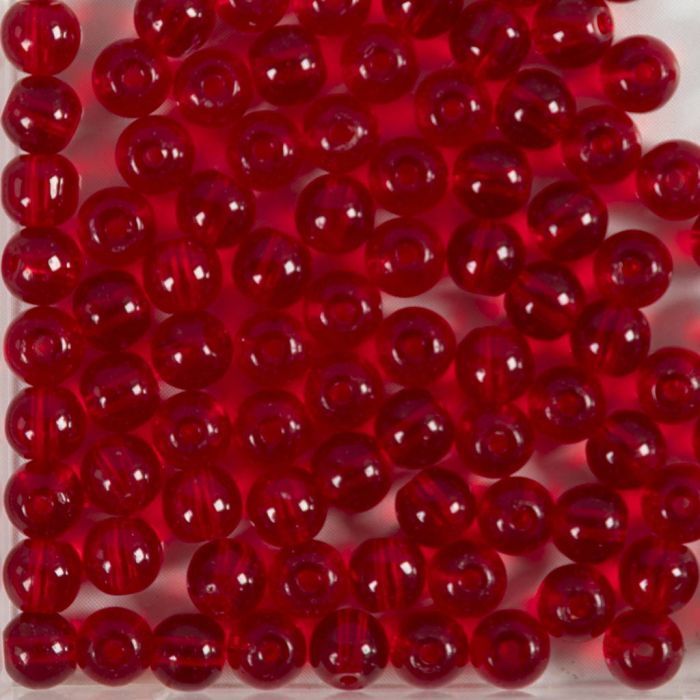 Glass Beads, dia. 4 mm, hole size 1 mm, red, 90 pc, 20 g/ 1 pack
