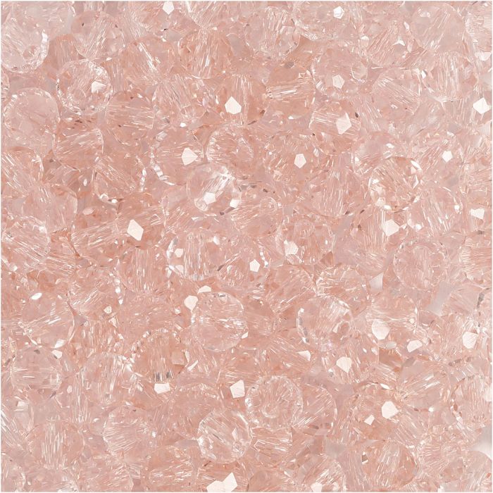 Faceted Beads, size 3x4 mm, hole size 0,8 mm, rose, 100 pc/ 1 pack