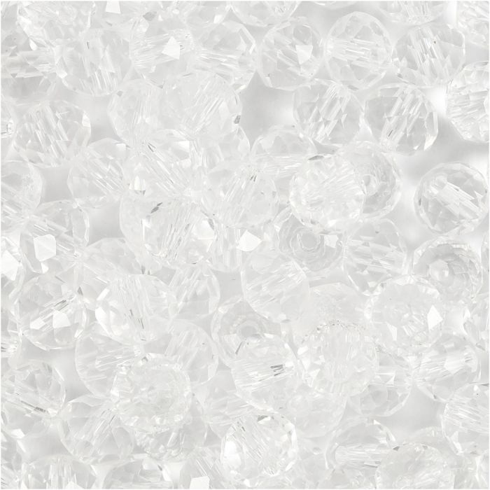 Faceted Beads, size 5x6 mm, hole size 1 mm, crystal, 100 pc/ 1 pack