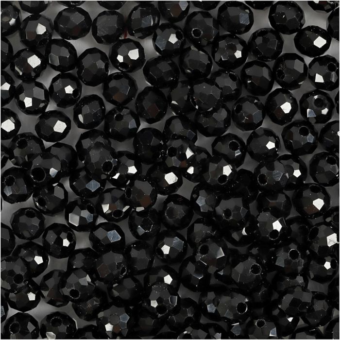 Faceted Beads, size 3x4 mm, hole size 0,8 mm, metallic black, 100 pc/ 1 pack