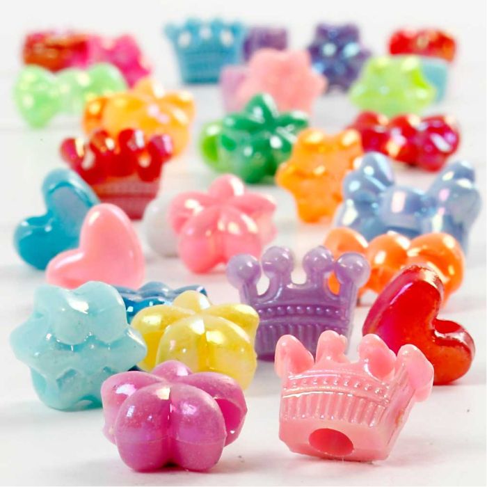 Novelty Beads, dia. 10 mm, hole size 3 mm, ca. 190 pc, 65 g, 125 ml/ 1 pack