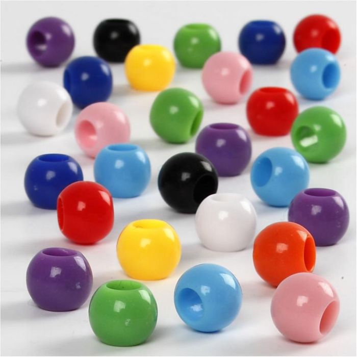 Pony Beads, dia. 8 mm, hole size 4 mm, ca. 370 pc, 70 g, 125 ml/ 1 pack