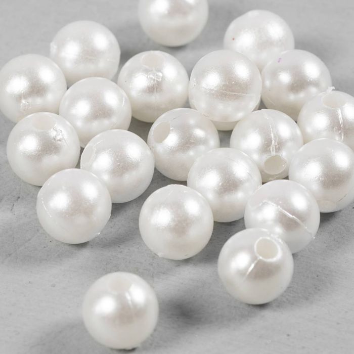 Wax Beads, dia. 8 mm, hole size 2,3 mm, mother-of-pearl, 22 pc/ 1 pack
