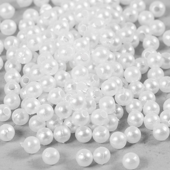 Wax Beads, dia. 4 mm, hole size 1,5 mm, mother-of-pearl, 210 pc/ 1 pack